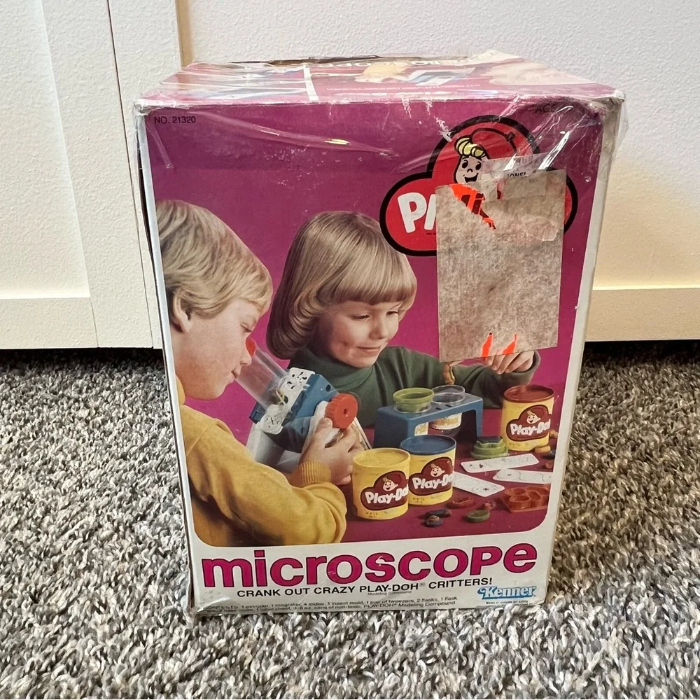 Play-doh Vintage 1980 Microscope Crank Out Crazy Critters In Box Set Kenner‎